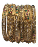 Antique Gold Finish Hand Crafted Rajasthani Kada & Bangles Set (Set of 6) - UK stock - SB1089 H - Prachy Creations
