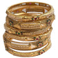 Antique Gold Finish Hand Crafted Rajasthani Kada & Bangles Set (Set of 6) - UK stock - SB1091 H - Prachy Creations