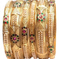Antique Gold Finish Hand Crafted Rajasthani Kada & Bangles Set (Set of 6) - UK stock - SB1091 H - Prachy Creations