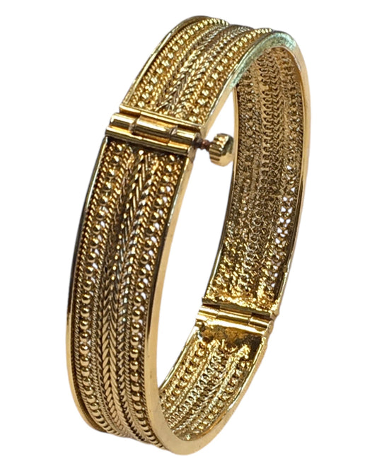 Antique Gold Finish Hand Crafted Rajasthani Kada Bangles (Single) - UK stock - SB1156 T - Prachy Creations