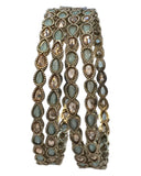 Antique Gold Finish Light Green Reverse Stone Bangles (Set of 4) - Mix N Match - NBA2401Jp - Prachy Creations