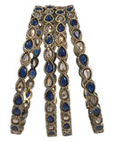 Antique Gold Finish Navy Blue Reverse Stone Bangles (Set of 4) - Mix N Match - NBA2401Jp - Prachy Creations