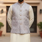 Baby Pink - Banarasi Self Brocade - Premium Mens Indian Waistcoat - VNS-JKT18 10KP25 - Prachy Creations