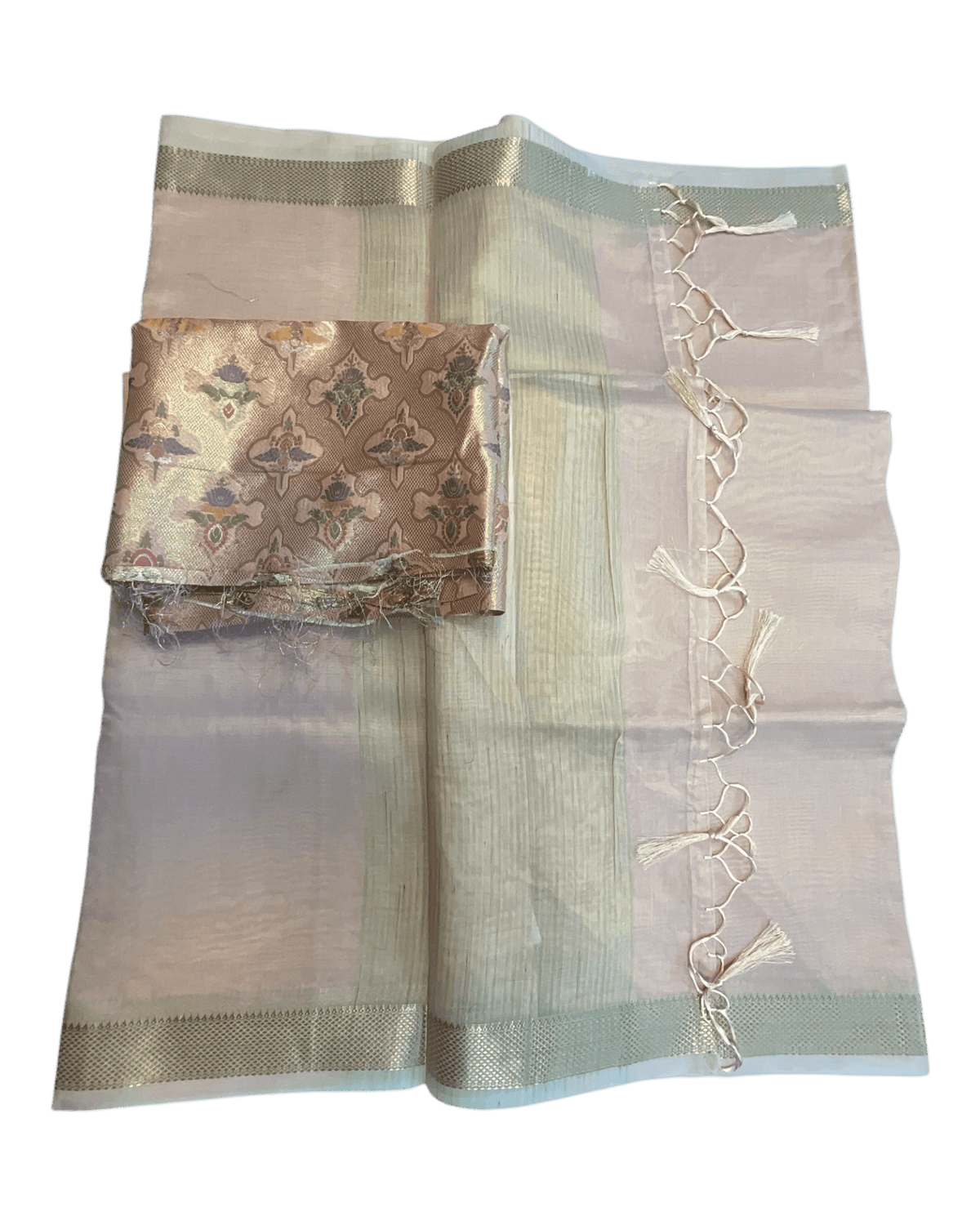 Baby Pink - Fancy Cotton Silky Saree with Brocade Blouse Piece - UK Stock - 2/3 days Delivery 12KP25 RT411002 - Prachy Creations