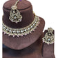Baby Pink - Large Size Antique Gold Finish Necklace Set with Earrings & Tika Head Piece - GGA02 KA0525 - Prachy Creations