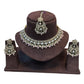 Baby Pink - Large Size Antique Gold Finish Necklace Set with Earrings & Tika Head Piece - GGA02 KA0525 - Prachy Creations