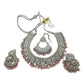 Baby Pink - Large Size Silver Finish Necklace Set with Earrings & Tika (Head Piece) - UK Stock - GGA17 08KK25 - Prachy Creations