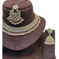Baby Pink - Medium Size Antique Gold Finish Necklace Set with Earrings & Tika Head piece - GGA05 KV 0525 - Prachy Creations