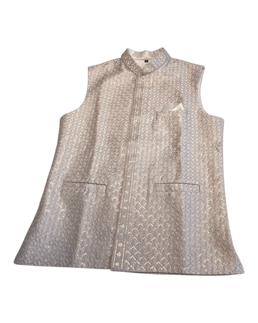 Baby Pink - Premium Self All Over Embroidered - Mens Indian Waistcoat - UK Stock - 24 hr Dispatch - KCS4787 03KR26 - Prachy Creations