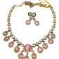Baby Pink - Small - Antique Gold Finish Necklace Set with Earrings & - AE2521 08KK25 - Prachy Creations
