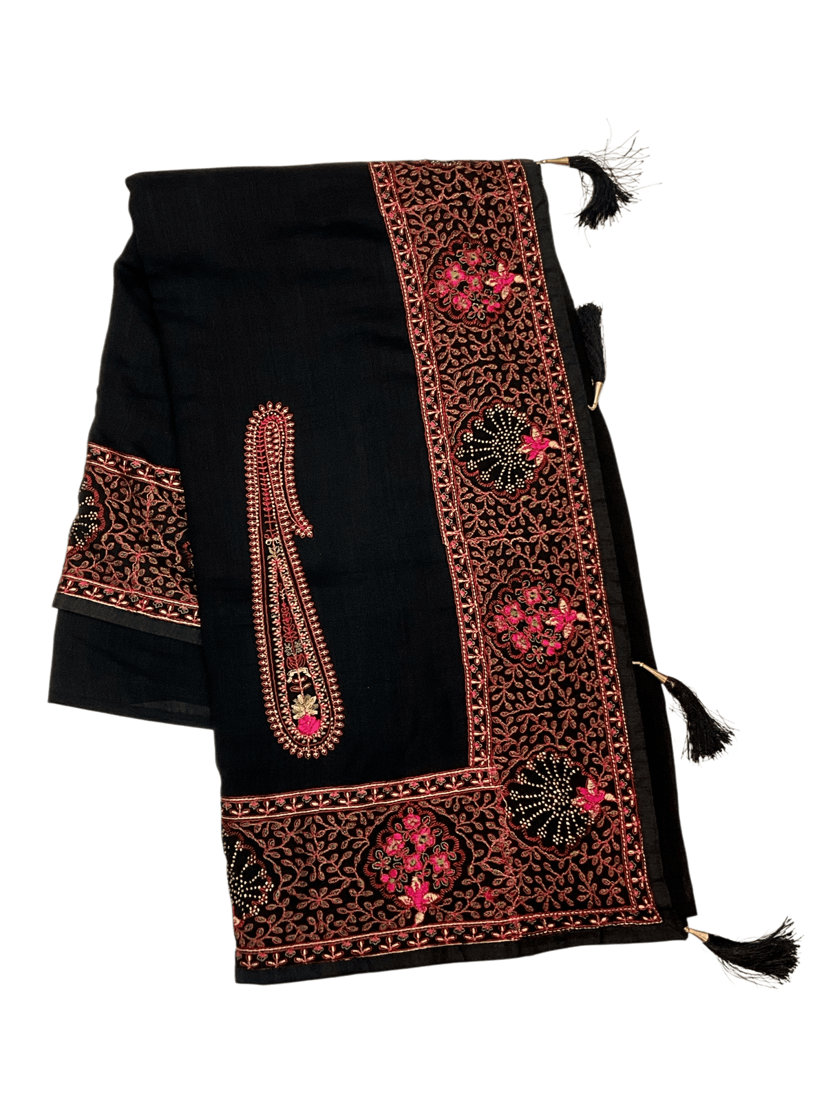 Black - Classic Saree with Thread Work and Blouse Piece - UK stock - 24hr Dispatch - RS2505 VY - Prachy Creations