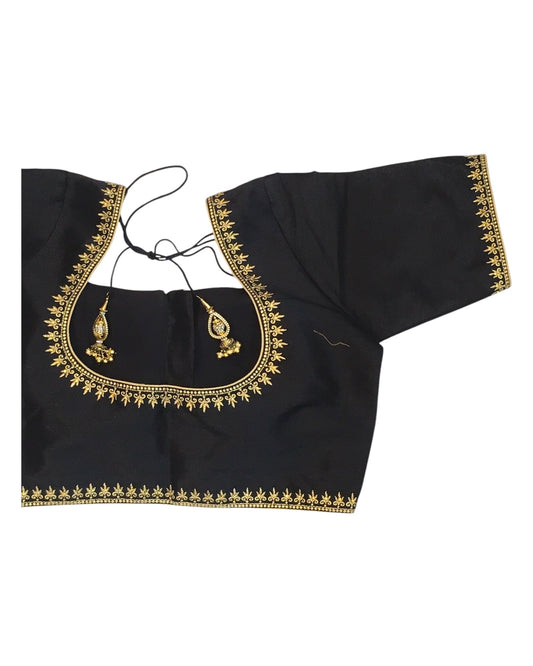 Black - Dupion Silky Saree / Lehenga blouse - 38" Bust (UK 12) Can be let out to size 16 - KP272 01Hp25 - Prachy Creations