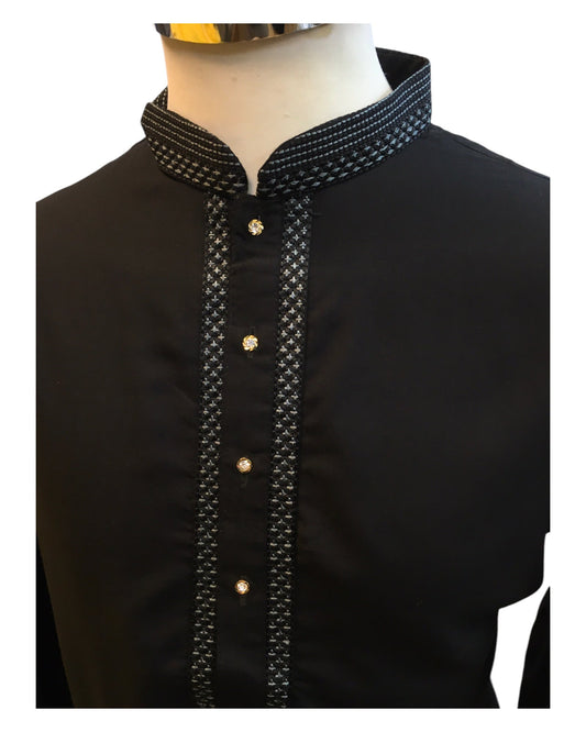 Black - Fantastic Mens Indian Kurta set - Weddings / Walimas , Sangeet, Eid, Mehndi / Henna - NAD2502 01KP25 - Prachy Creations