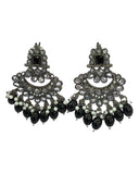 Black - Large - Antique Finish Traditional Earrings - Bollywood - Weddings - LAV1336 J 0724 - Prachy Creations