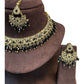 Black - Medium Size Antique Gold Finish Necklace Set with Earrings - RZ31 KYp - Prachy Creations