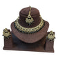 Black - Medium Size Antique Gold Finish Necklace Set with Earrings - RZ31 KYp - Prachy Creations