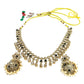 Black - Medium Size Antique Gold Finish Necklace Set with Earrings - SJ06 08H25 - Prachy Creations