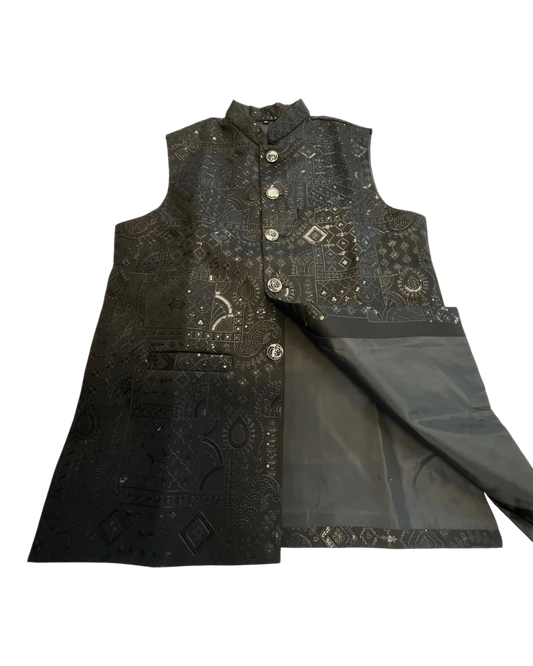 Black - Rich All Over Embroidered - Mens Indian Waistcoat - UK Stock - 24 hr Dispatch - KCS4088 06VV26 - Prachy Creations