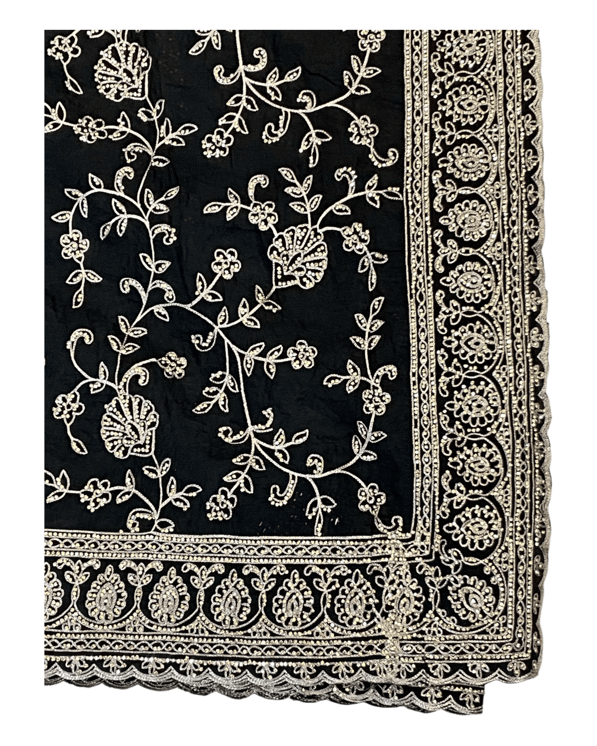 Black - Rich Saree with Allover Embroidery and Blouse Piece - UK stock - 24hr Dispatch - RS2507 PT - Prachy Creations
