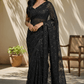 Black - Rich Saree with Allover Sequins Work and Blouse Piece - UK stock - 24hr Dispatch - RS2503 JV - Prachy Creations