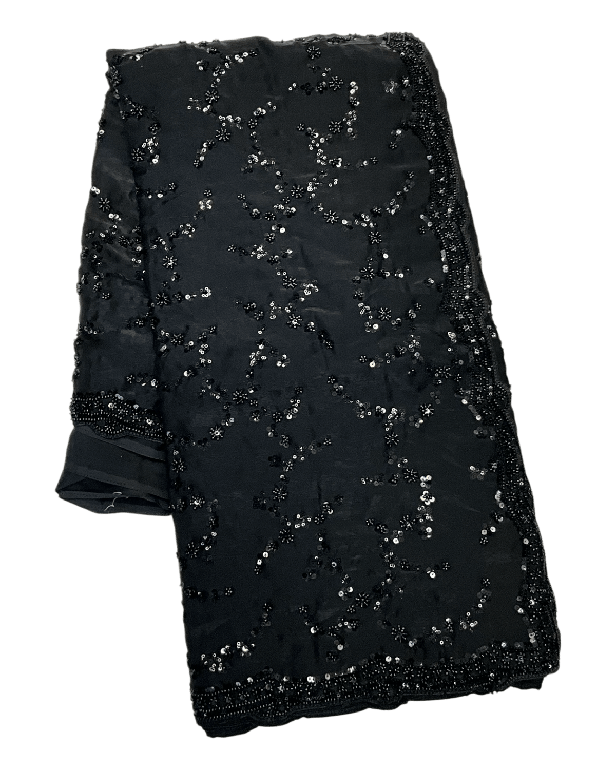 Black - Rich Saree with Allover Sequins Work and Blouse Piece - UK stock - 24hr Dispatch - RS2503 JV - Prachy Creations