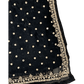 Black - Rich Saree with Stone Work Border and Blouse Piece - UK stock - 24hr Dispatch - RS2501 TH - Prachy Creations