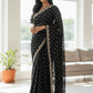 Black - Rich Saree with Stone Work Border and Blouse Piece - UK stock - 24hr Dispatch - RS2501 TH - Prachy Creations