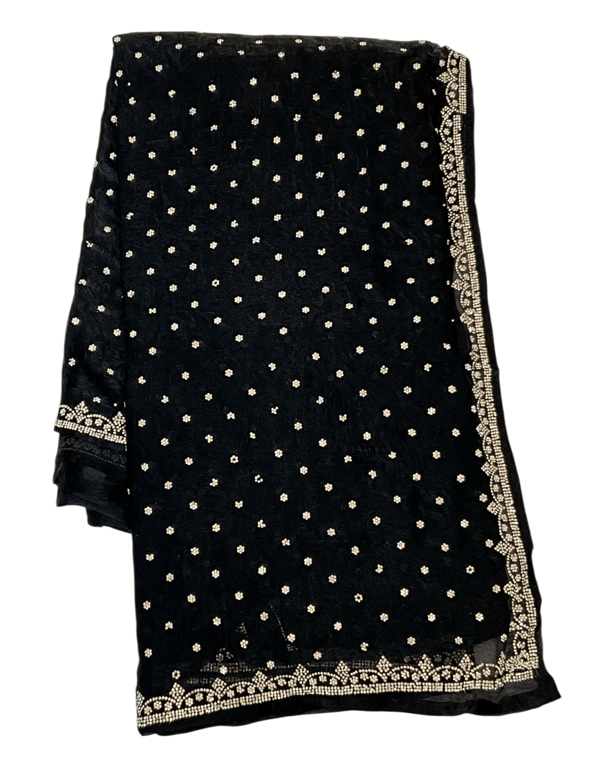 Black - Rich Saree with Stone Work Border and Blouse Piece - UK stock - 24hr Dispatch - RS2501 TH - Prachy Creations
