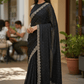Black - Rich Saree with Stone Work Border and Blouse Piece - UK stock - 24hr Dispatch - RS2509 VA - Prachy Creations