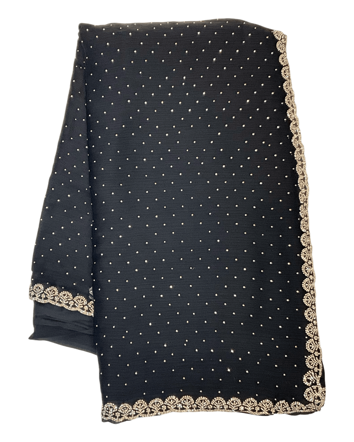 Black - Rich Saree with Stone Work Border and Blouse Piece - UK stock - 24hr Dispatch - RS2509 VA - Prachy Creations