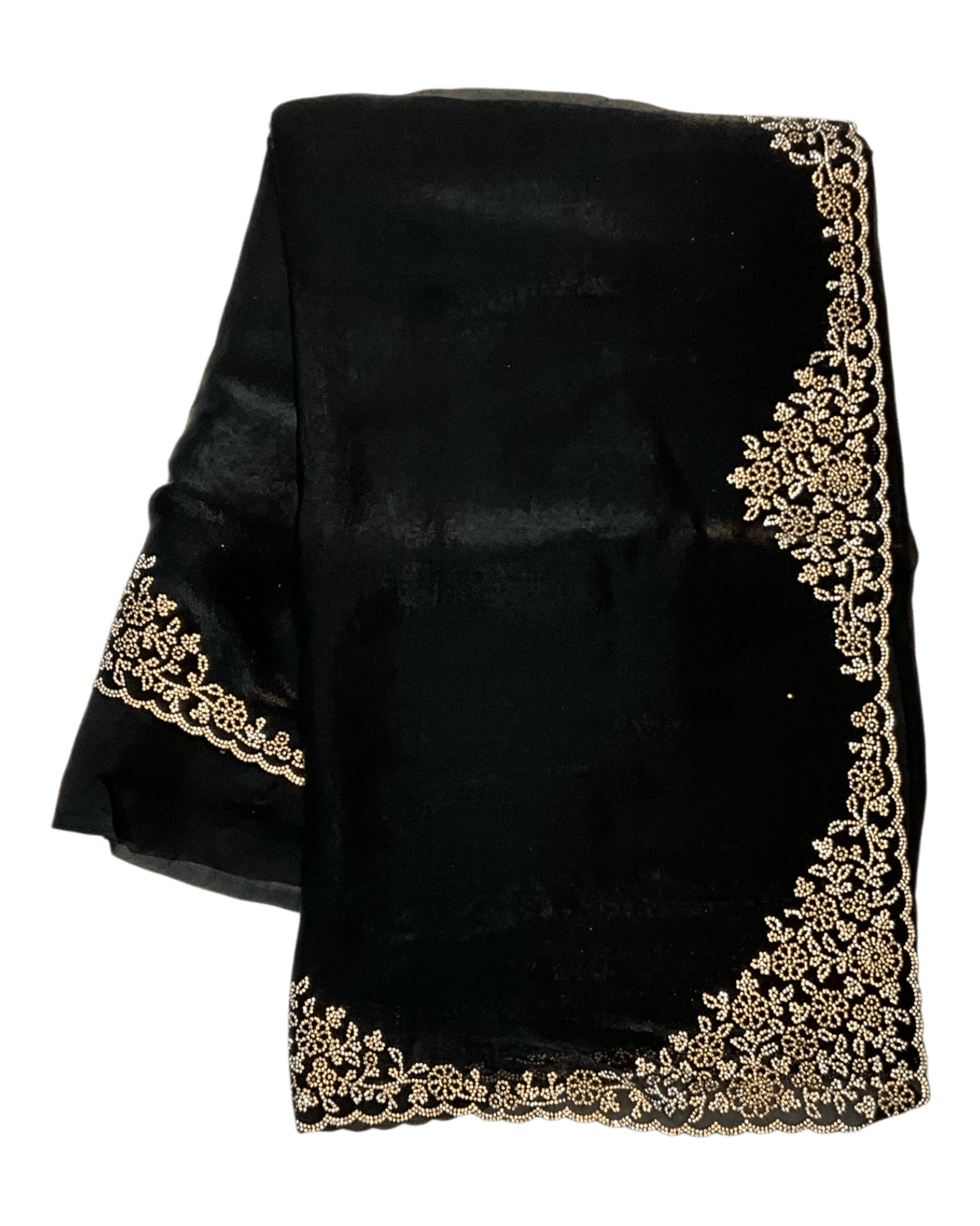 Black - Rich Saree with Stone Work Border and Blouse Piece - UK stock - 24hr Dispatch - RS2511 TA - Prachy Creations