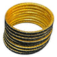 Black - Set of 8 Stone Bangles - M to XXL - HAN2601 07Ka26 - Prachy Creations