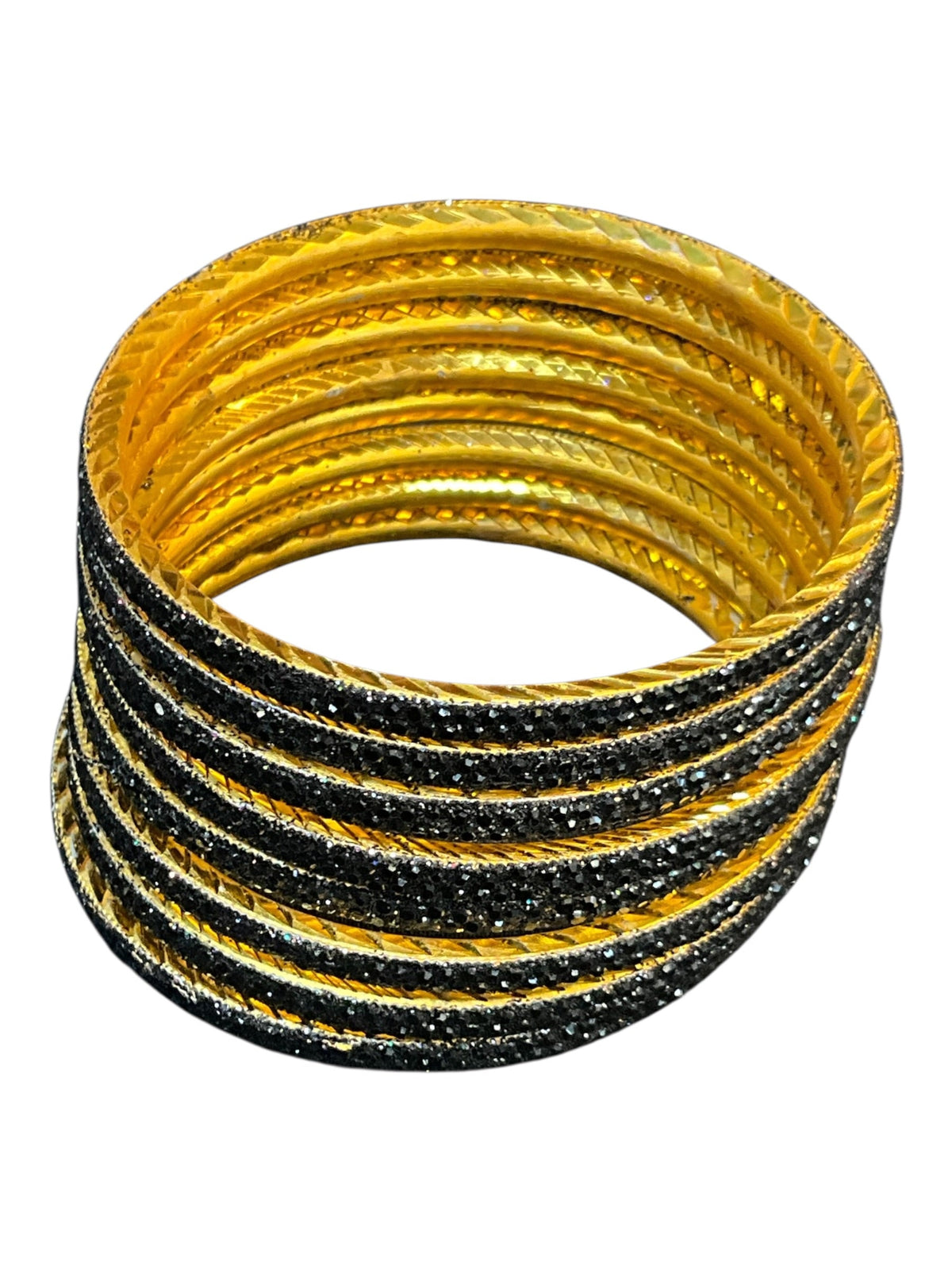 Black - Set of 8 Stone Bangles - M to XXL - HAN2601 07Ka26 - Prachy Creations