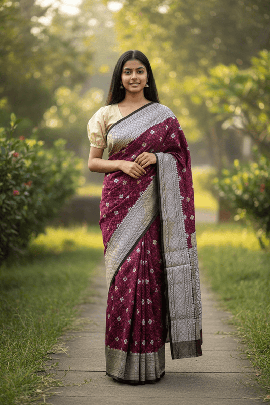 Black - Traditional Handloom Banarasi Sari / Saree - with Blouse Piece - SN2405 11TP24 - Prachy Creations