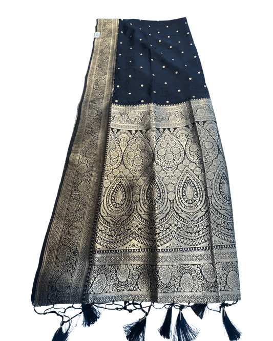 Black - Traditional Handloom Saree with Blouse Piece - UK stock - 24hr Dispatch - SP2630 KP - Prachy Creations
