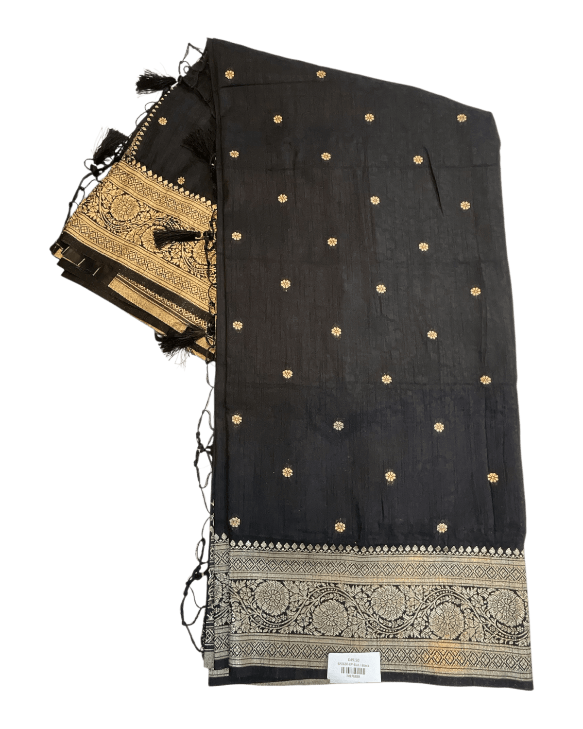 Black - Traditional Handloom Saree with Blouse Piece - UK stock - 24hr Dispatch - SP2630 KP - Prachy Creations