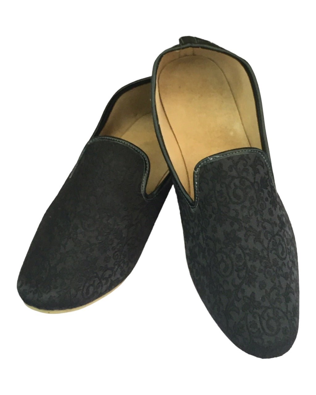Black - Very comfortable Self Woven Loafer style Mojri - Indian Mens shoes - Mojari, Khossay - YD2305 C - Prachy Creations