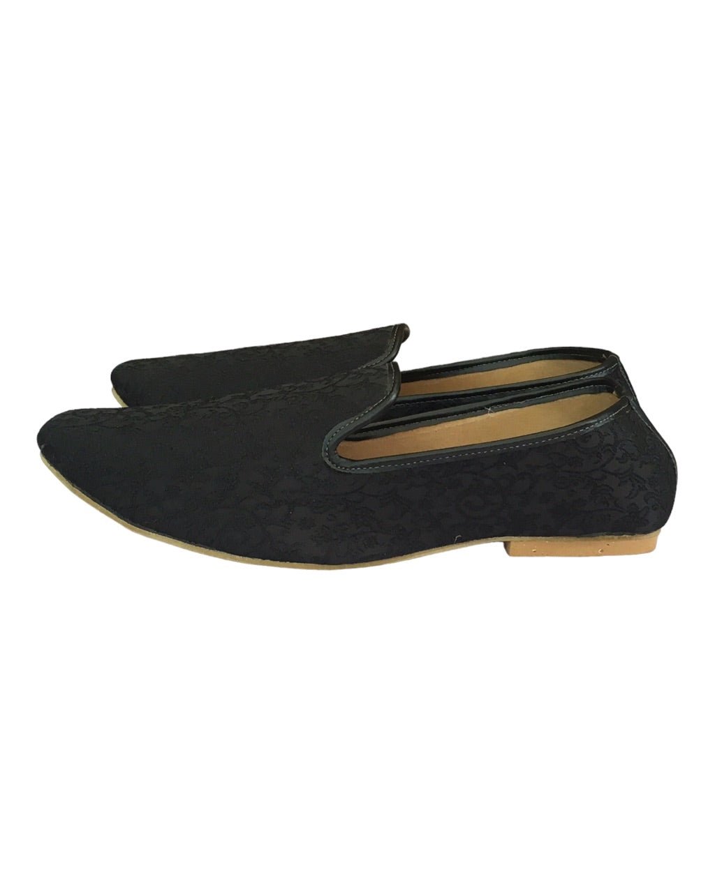 Black - Very comfortable Self Woven Loafer style Mojri - Indian Mens shoes - Mojari, Khossay - YD2305 C - Prachy Creations