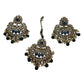 Blue - Large Size Antique Gold Finish Necklace Set with Earrings & Head Piece - Bollywood - AE2514 08KY25 - Prachy Creations