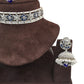 Blue - Large Size Silver Finish Necklace Set with Earrings - RAK95 KV 0424 - Prachy Creations