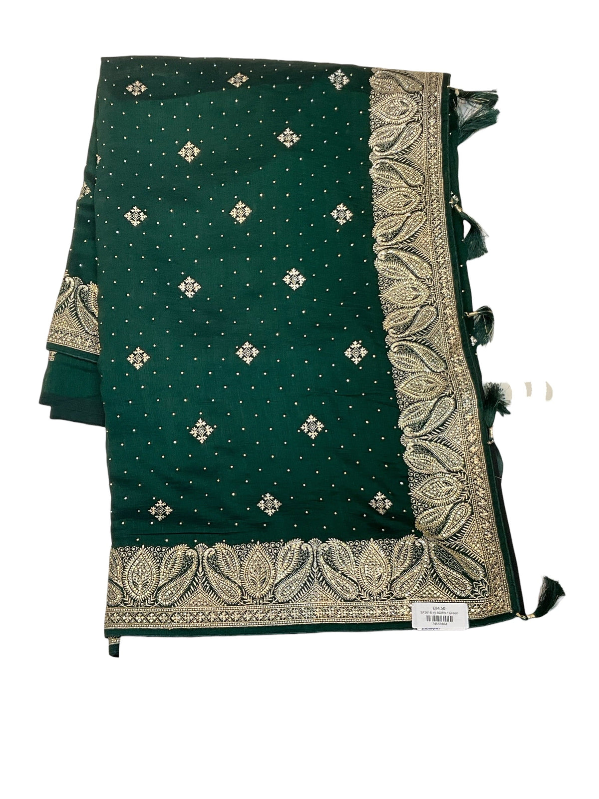 Bottle Green - Fancy Party Saree with Blouse Piece - UK stock - 24hr Dispatch - SP2616 VJ - Prachy Creations