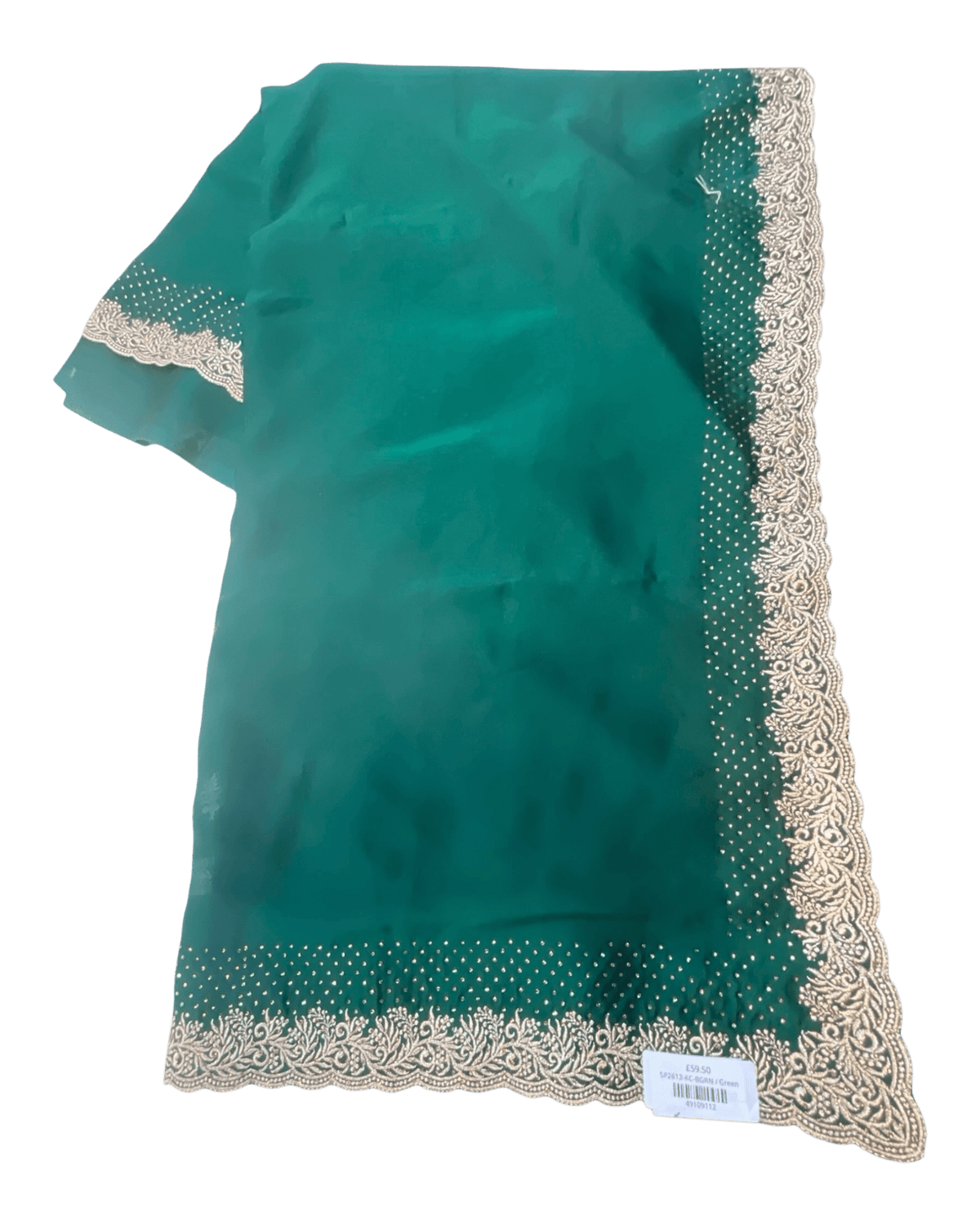 Bottle Green - Saree with Thread / Stone Work and Blouse Piece - UK stock - 24hr Dispatch - SP2612 KR - Prachy Creations