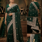 Bottle Green - Saree with Thread / Stone Work and Blouse Piece - UK stock - 24hr Dispatch - SP2617 VK - Prachy Creations