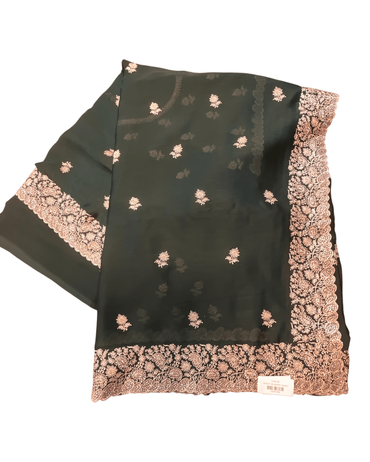 Bottle Green - Saree with Thread / Stone Work and Blouse Piece - UK stock - 24hr Dispatch - SP2617 VK - Prachy Creations