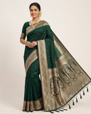 Bottle Green - Traditional Handloom Saree with Blouse Piece - UK stock - 24hr Dispatch - SP2630 KP - Prachy Creations