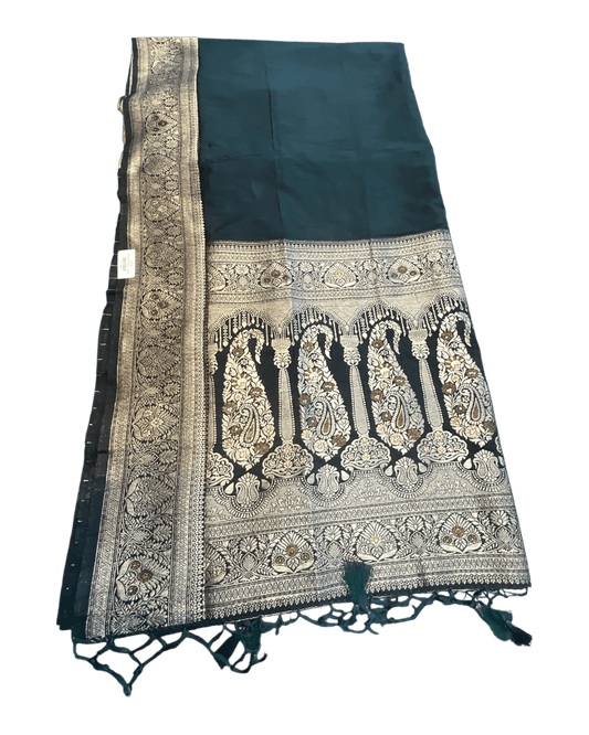 Bottle Green - Traditional Handloom Saree with Blouse Piece - UK stock - 24hr Dispatch - SP2630 KP - Prachy Creations