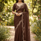 Bronze / Brown - Classic Saree with Stone Work and Blouse Piece - UK stock - 24hr Dispatch - RS2521 TT - Prachy Creations