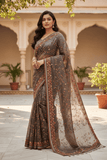 Bronze / Brown - Classic Saree with Thread Work and Blouse Piece - UK stock - 24hr Dispatch - RS2513 TA - Prachy Creations