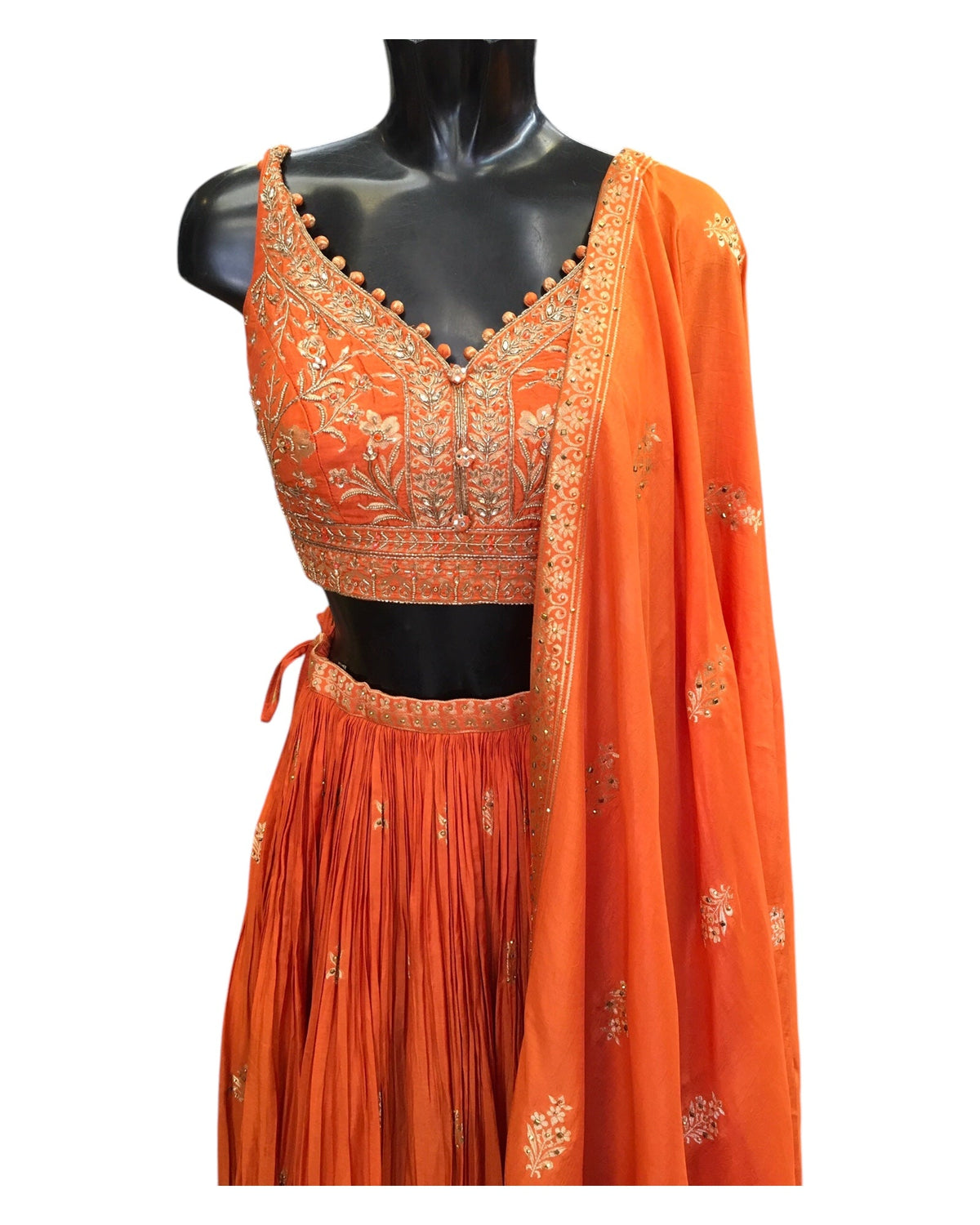 Burnt Orange - Designer Ready Made Lehenga Set - Size 10 (12) UK Stock - 24h Dispatch - HINA KVP 0425 - Prachy Creations