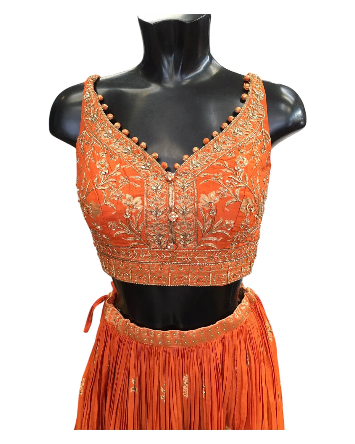 Burnt Orange - Designer Ready Made Lehenga Set - Size 10 (12) UK Stock - 24h Dispatch - HINA KVP 0425 - Prachy Creations